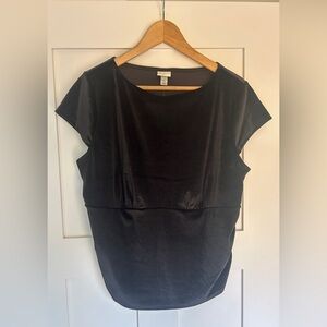 a new day Black Short Sleeve Velvet Top